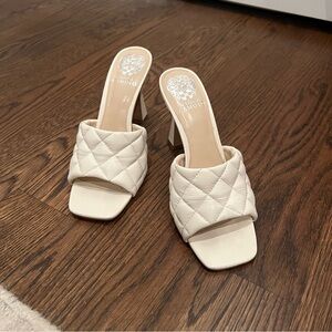Vince Camuto Cream Quilted Mules
